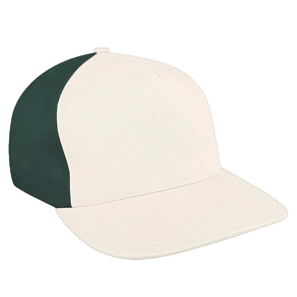 White-Hunter Green Brushed Leather Skate Hat