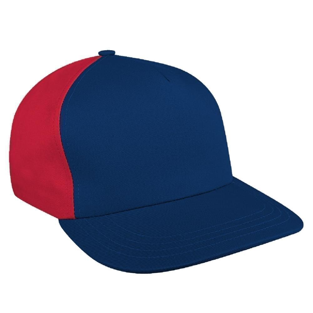 Navy-Red Brushed Leather Skate Hat