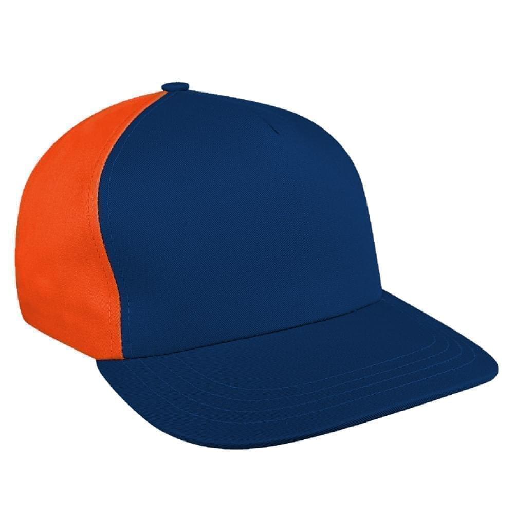 Navy-Orange Brushed Leather Skate Hat