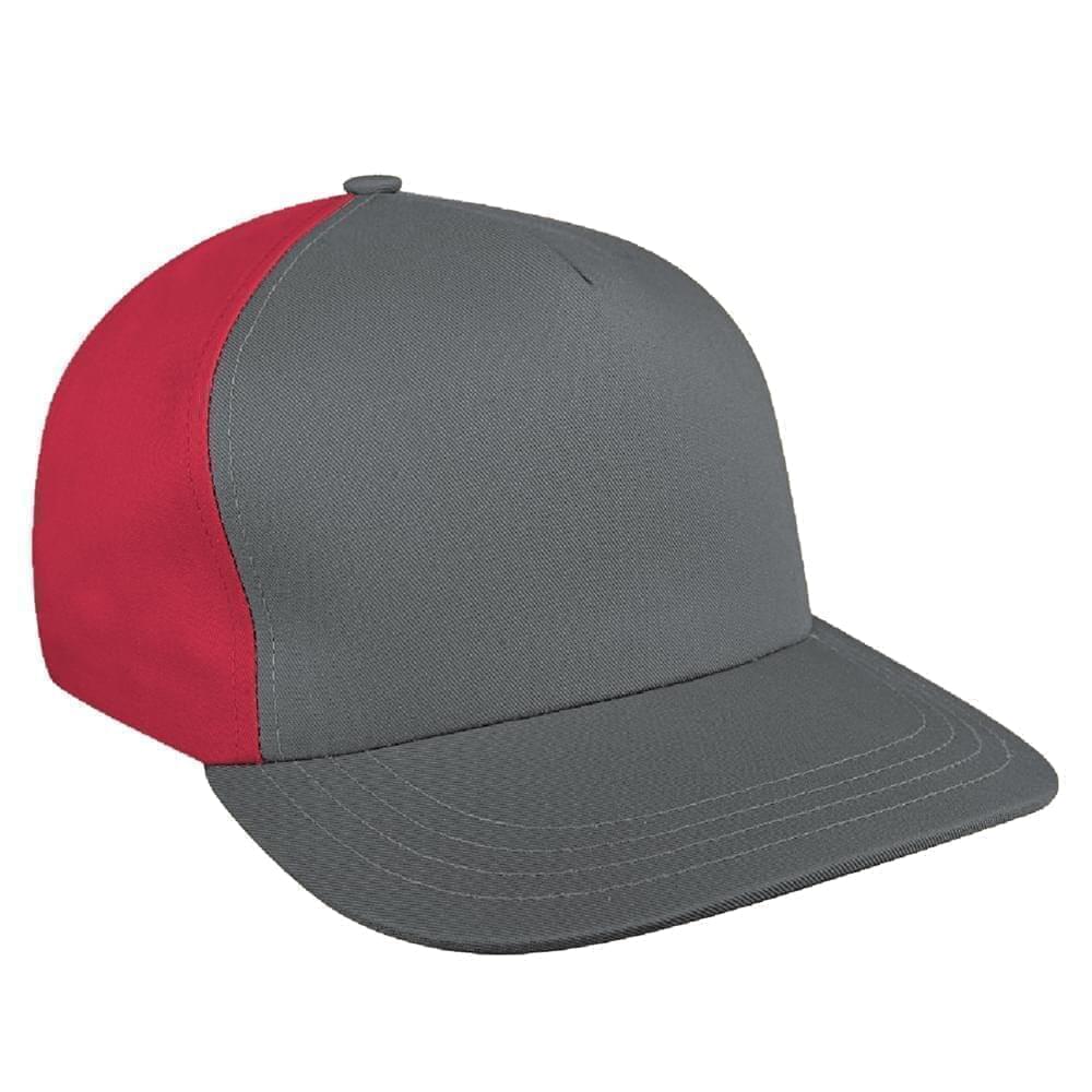 Light Gray-Red Brushed Leather Skate Hat