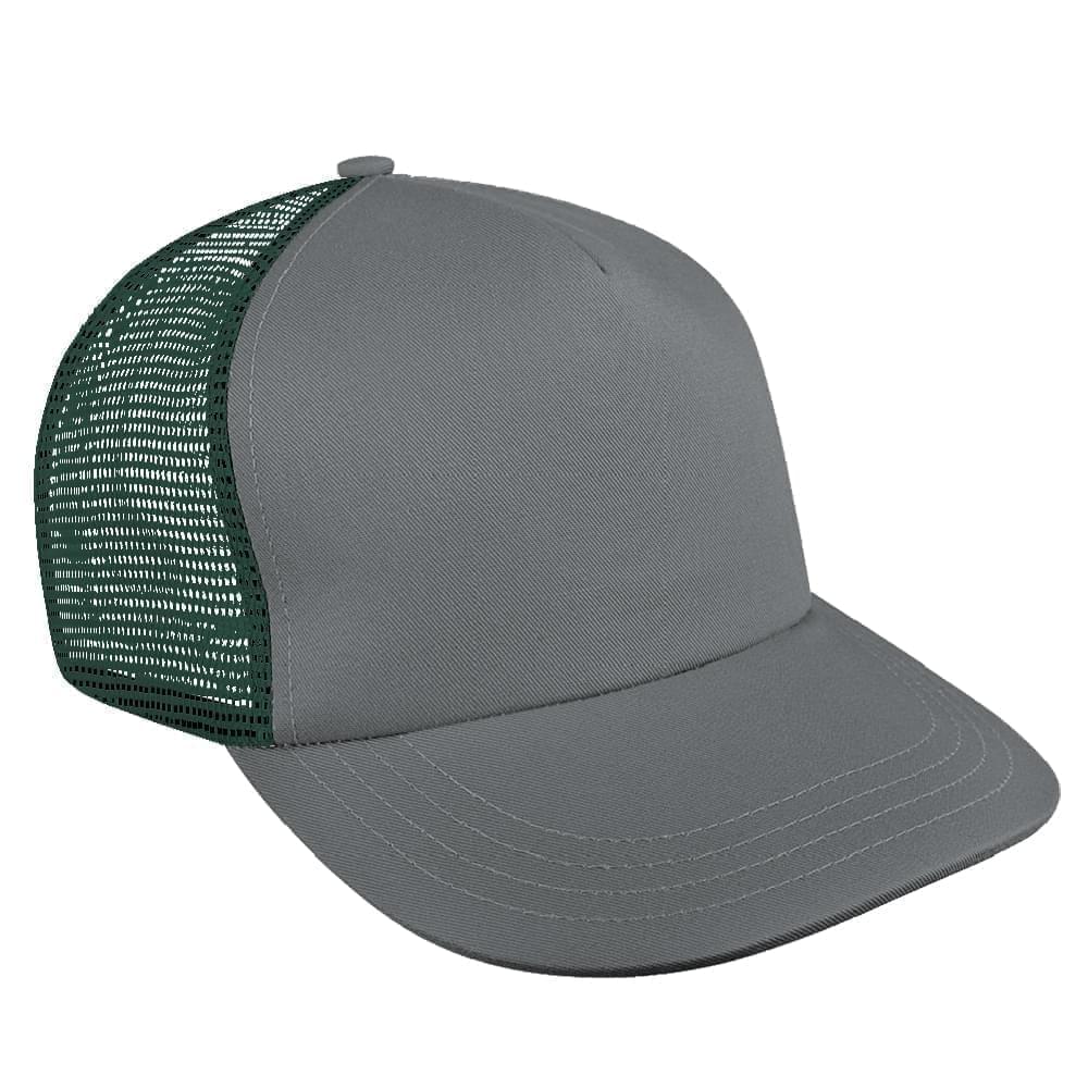 Light Gray-Hunter Green Meshback Snapback Skate Hat