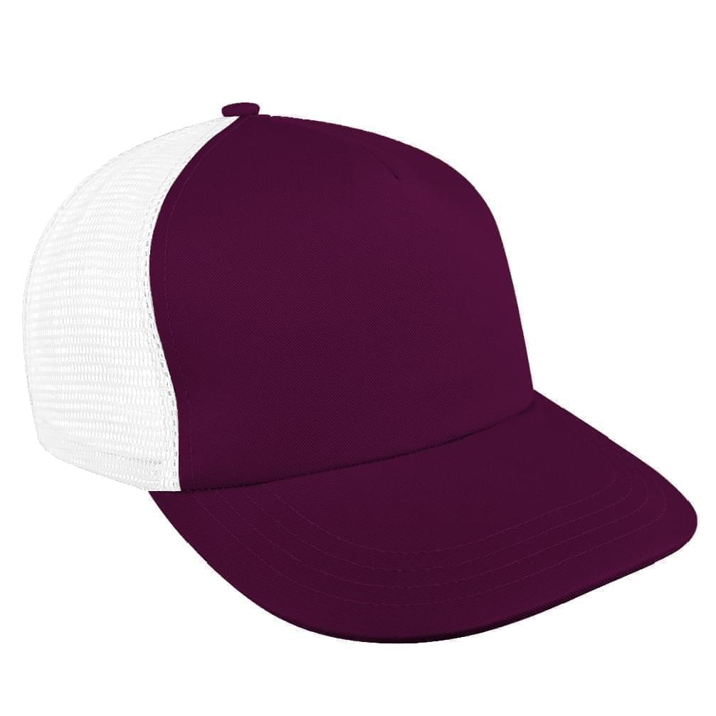 Burgundy-White Meshback Snapback Trucker