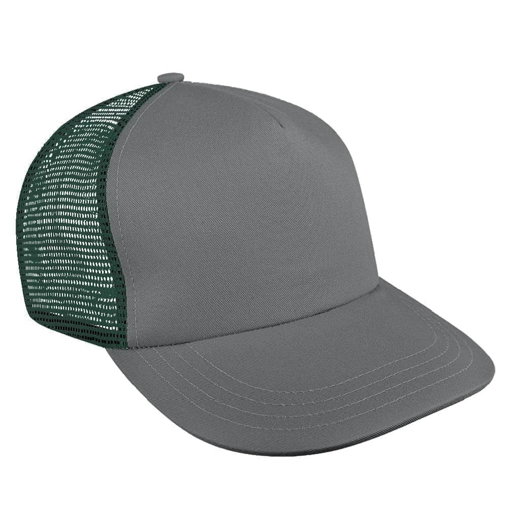 Light Gray-Hunter Green Meshback Snapback Trucker