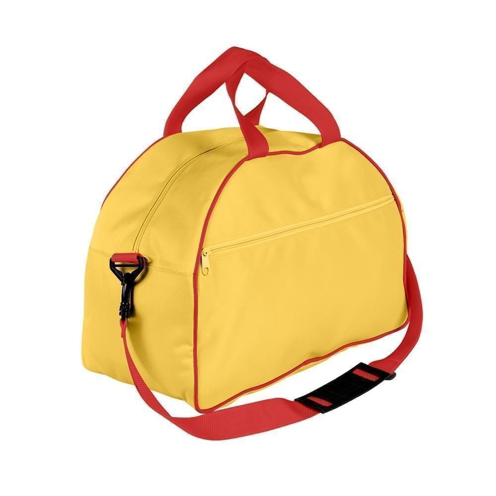 USA Made Nylon Poly Weekender Duffel Bags, Gold-Red, 6PKV32JA42