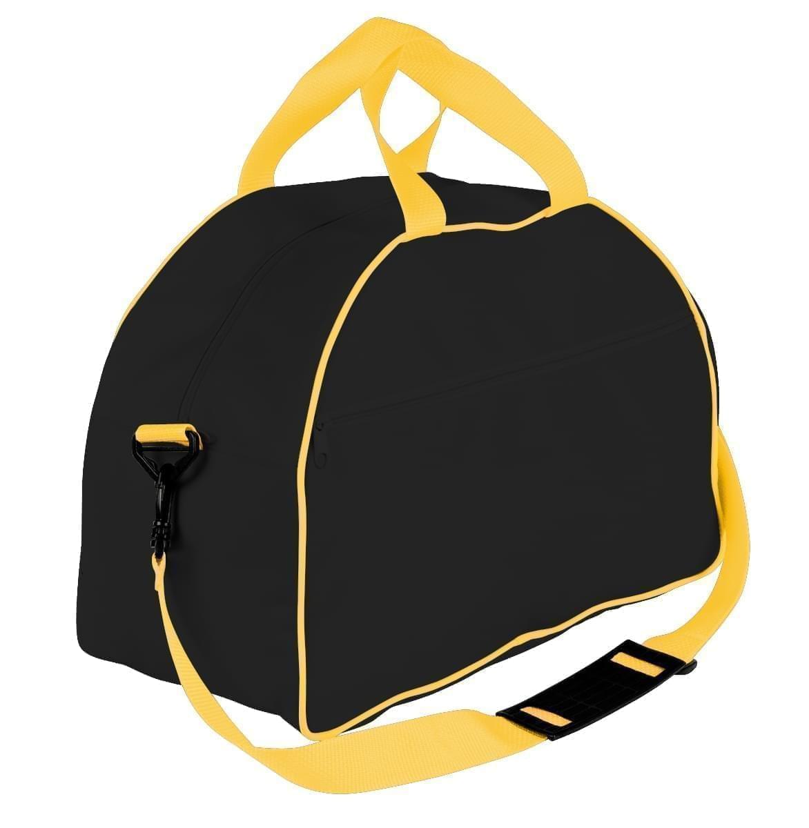 USA Made Nylon Poly Weekender Duffel Bags, Black-Gold, 6PKV32JAO5