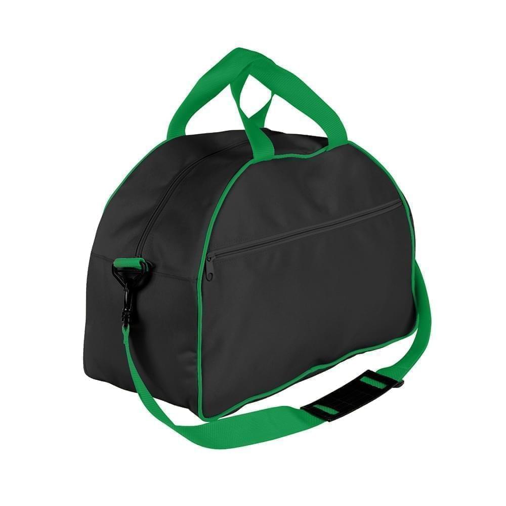 USA Made Nylon Poly Weekender Duffel Bags, Black-Kelly Green, 6PKV32JAOW