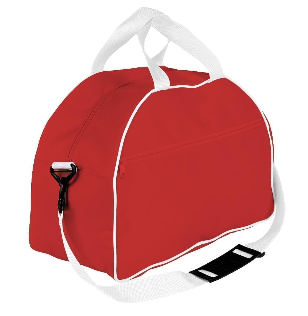 USA Made Nylon Poly Weekender Duffel Bags, Red-White, 6PKV32JAZ4