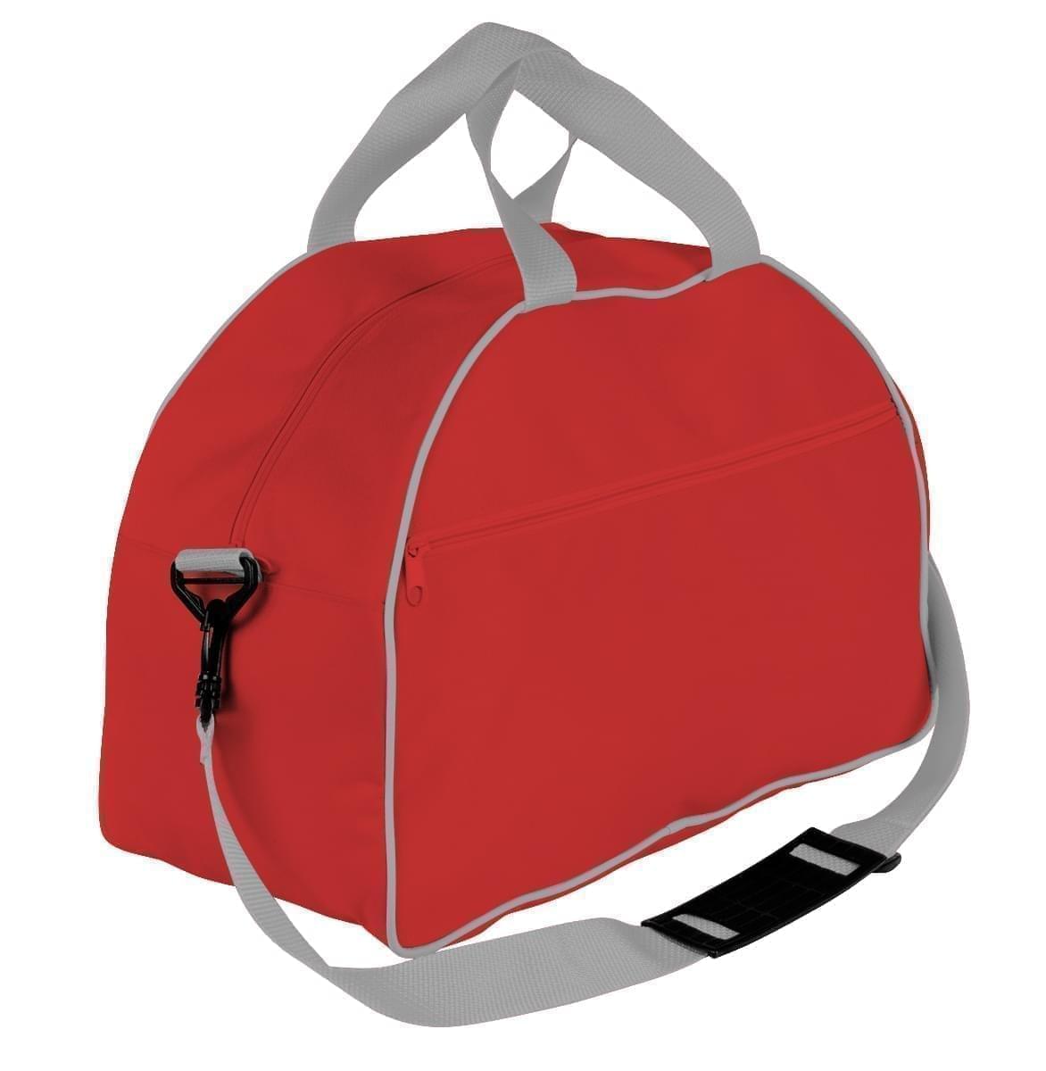 USA Made Nylon Poly Weekender Duffel Bags, Red-Grey, 6PKV32JAZU