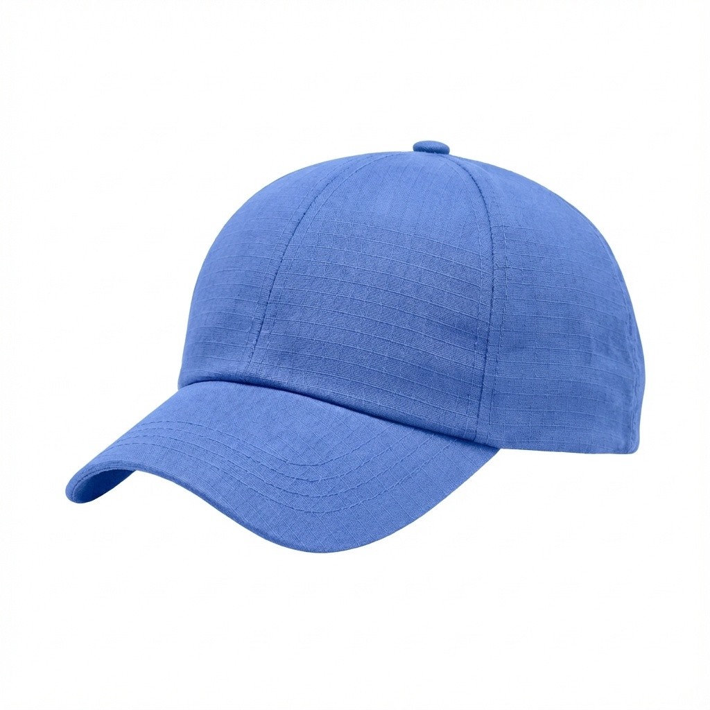USA Made Light Blue Solid Unstructured Ripstop Velcro