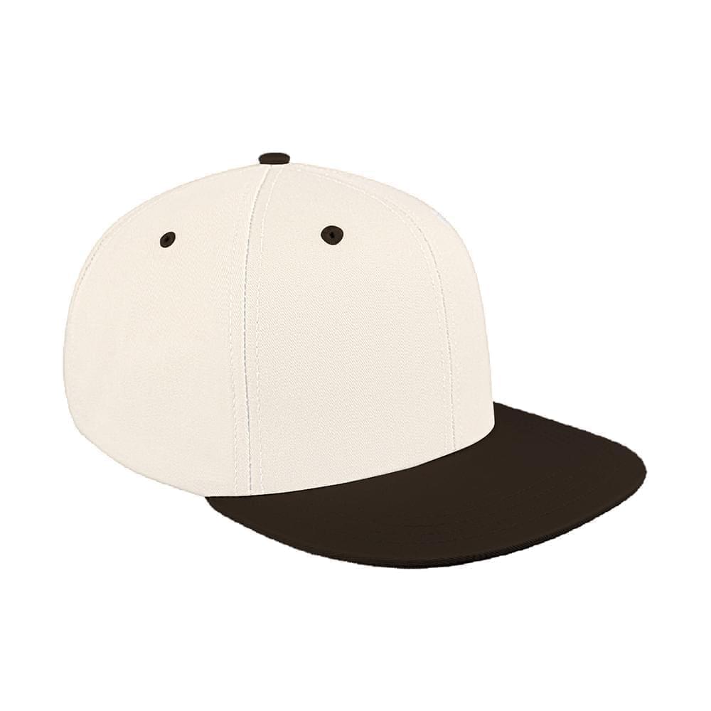 White-Black Canvas Snapback Flat Brim