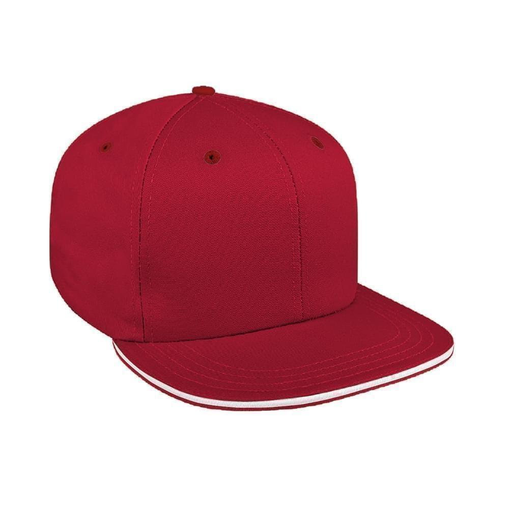 Red-White Ripstop Leather Flat Brim