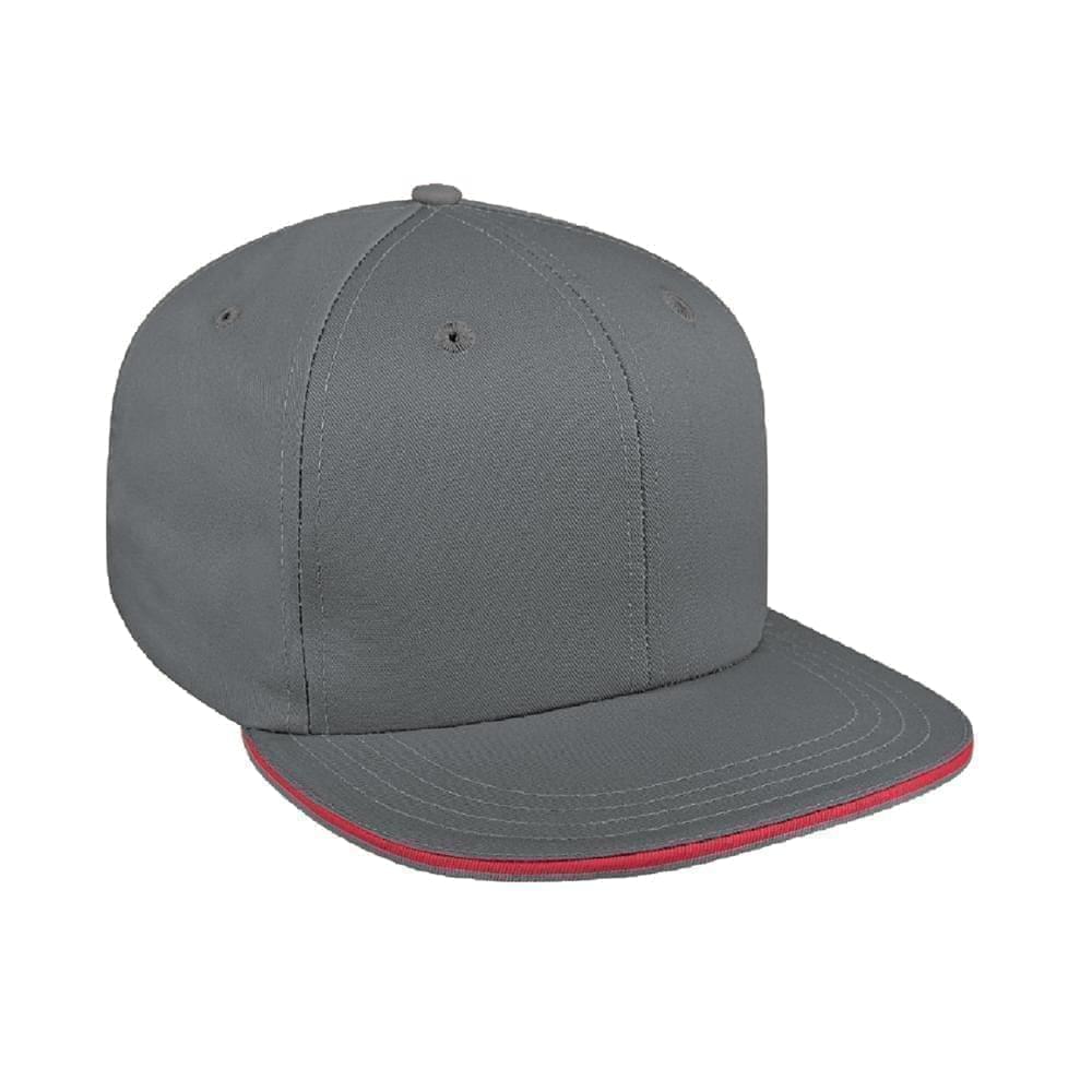 Light Gray-Red Pro Knit Leather Flat Brim