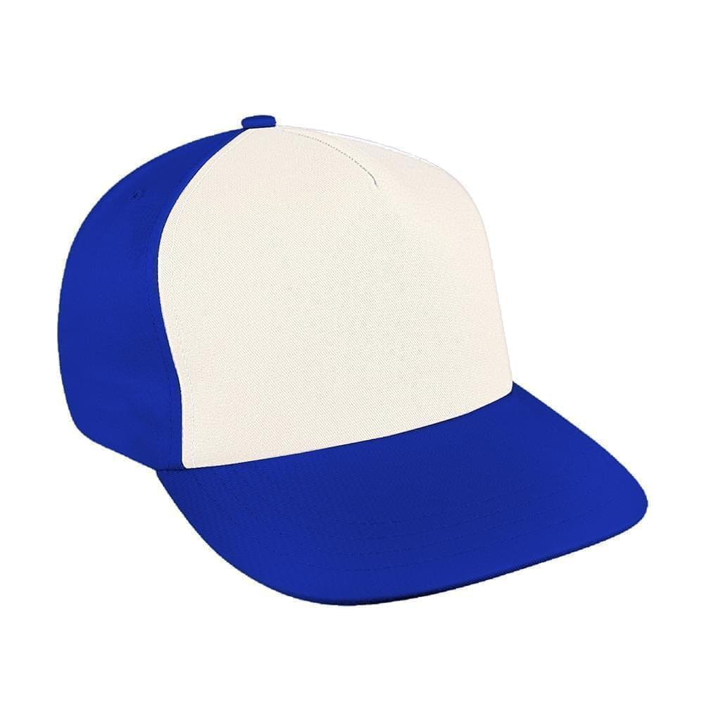 White-Royal Blue Brushed Snapback Flat Brim