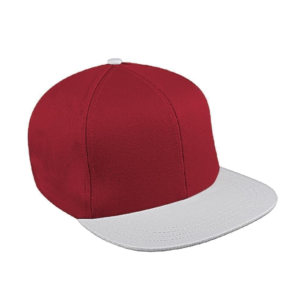 USA Made Red White Wool Leather Flat Brim