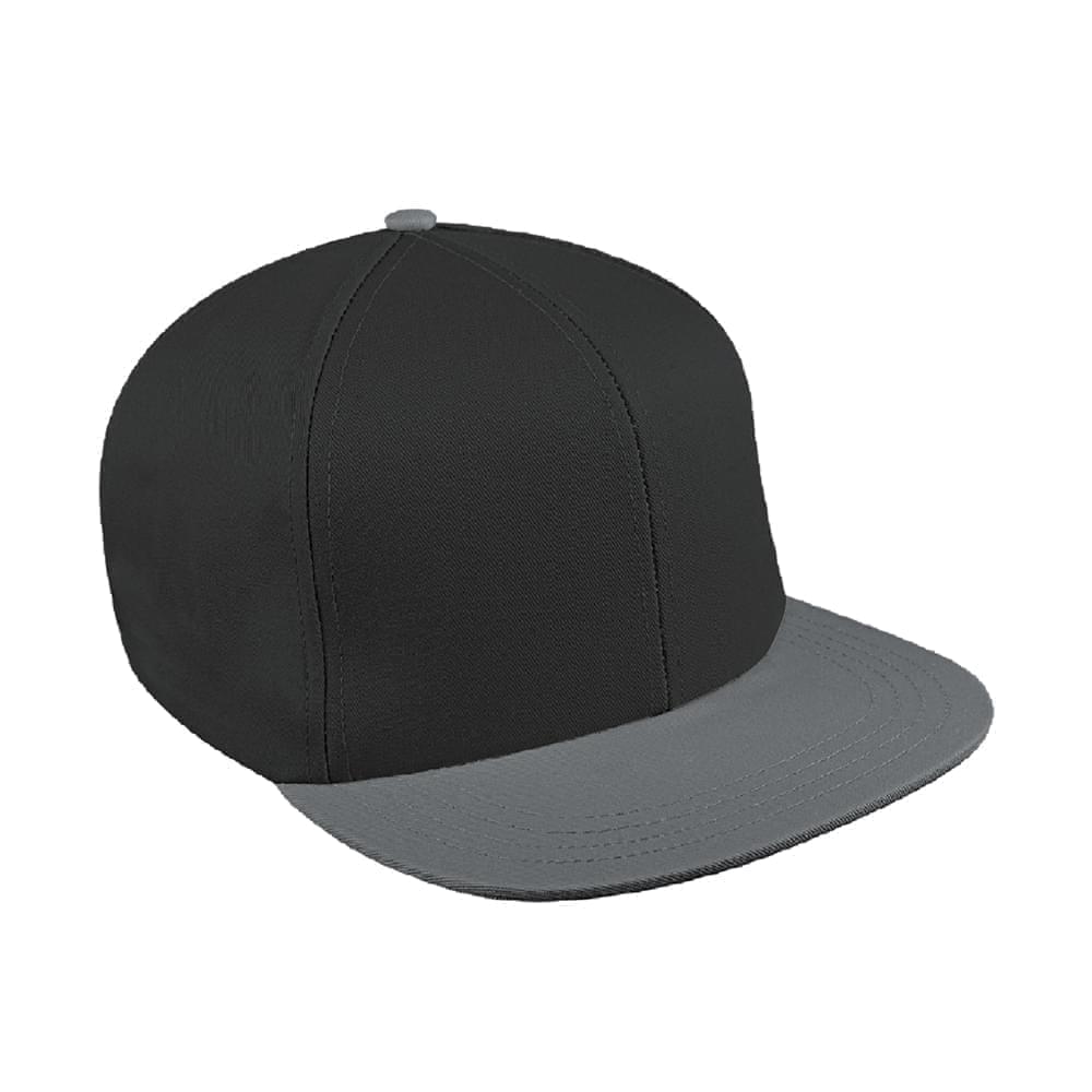 Two Tone Twill Leather Flat Brim