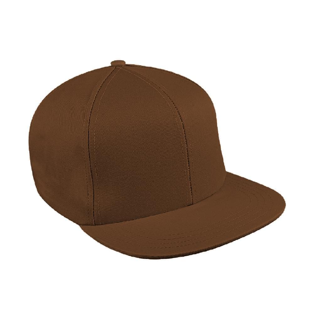 Solid Color Twill Leather Flat Brim