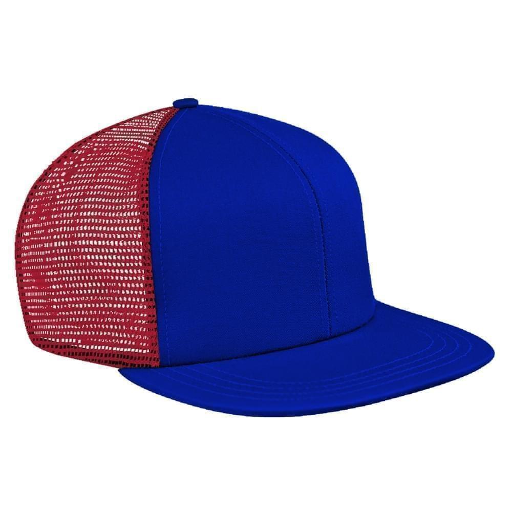 Royal Blue-Red Brushed Front Snapback Flat Brim