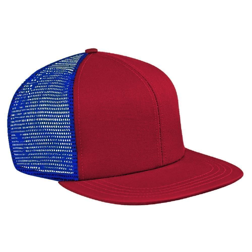 Red-Royal Blue Brushed Front Snapback Flat Brim