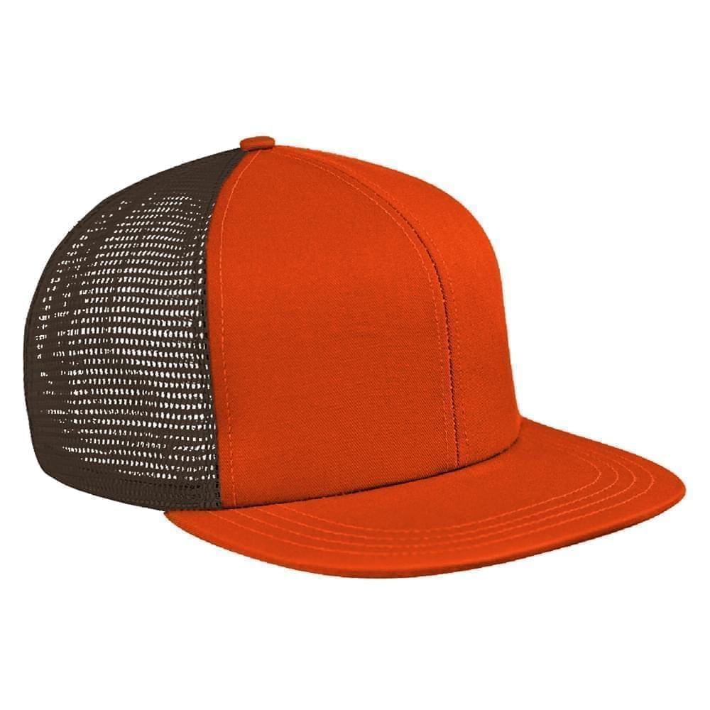 Orange-Black Meshback Velcro Flat Brim