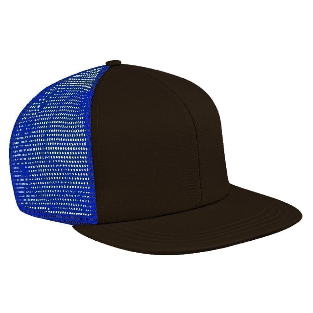 Black-Royal Blue Brushed Front Snapback Flat Brim