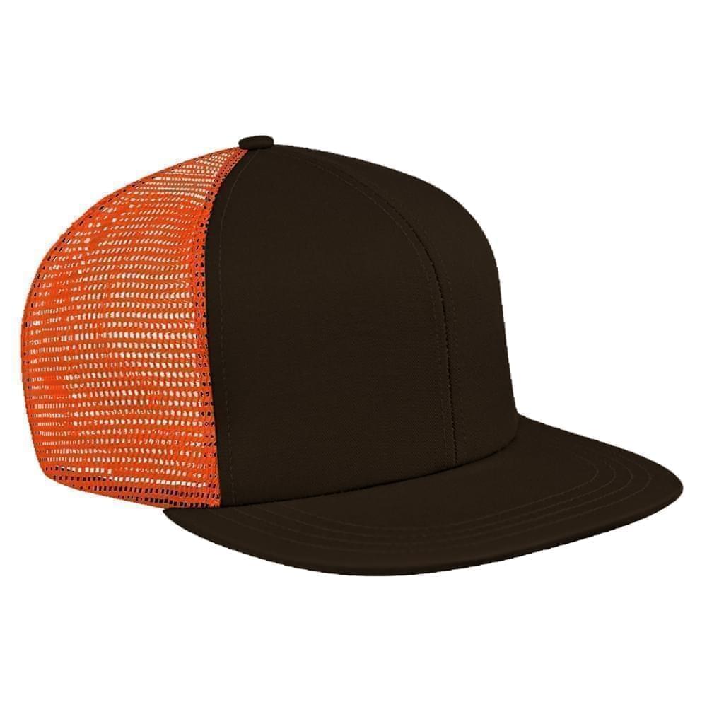 Black-Orange Meshback Slide Buckle Flat Brim