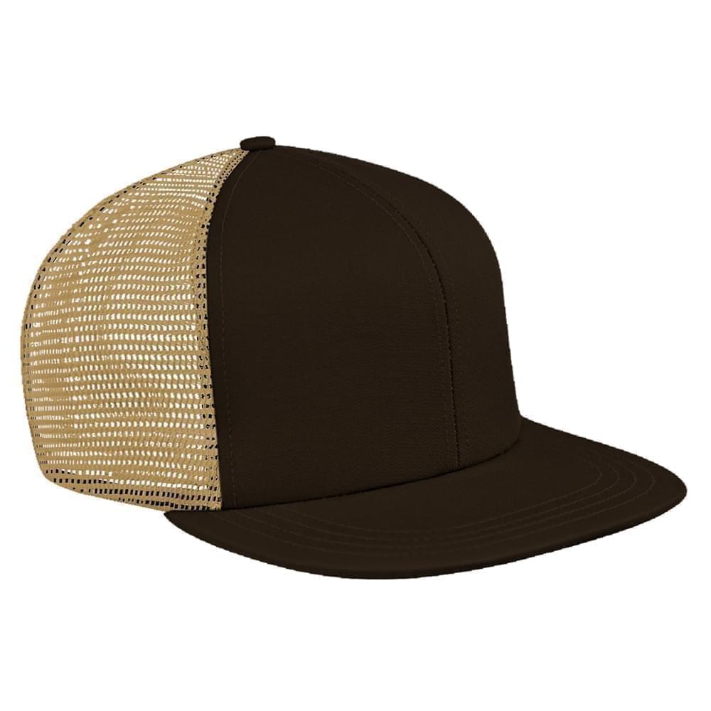 Black-Khaki Meshback Slide Buckle Flat Brim