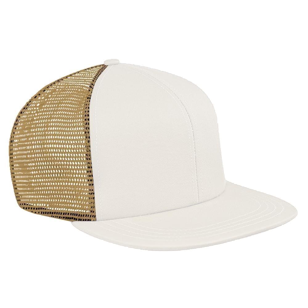 White-Khaki Meshback Slide Buckle Flat Brim