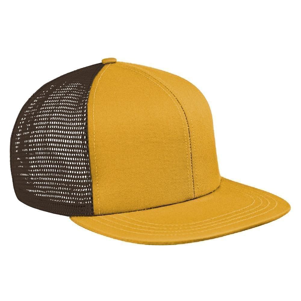 Athletic Gold-Black Meshback Slide Buckle Flat Brim