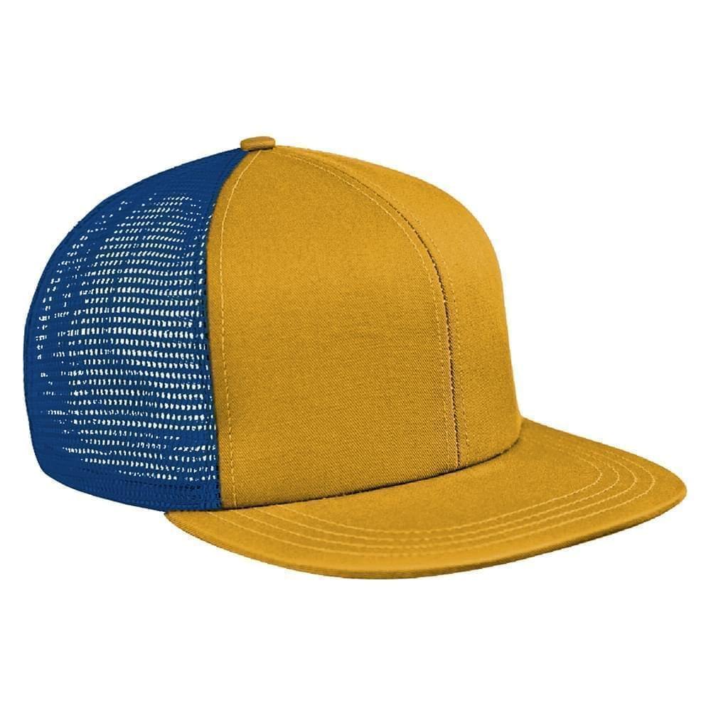 Athletic Gold-Navy Meshback Velcro Flat Brim