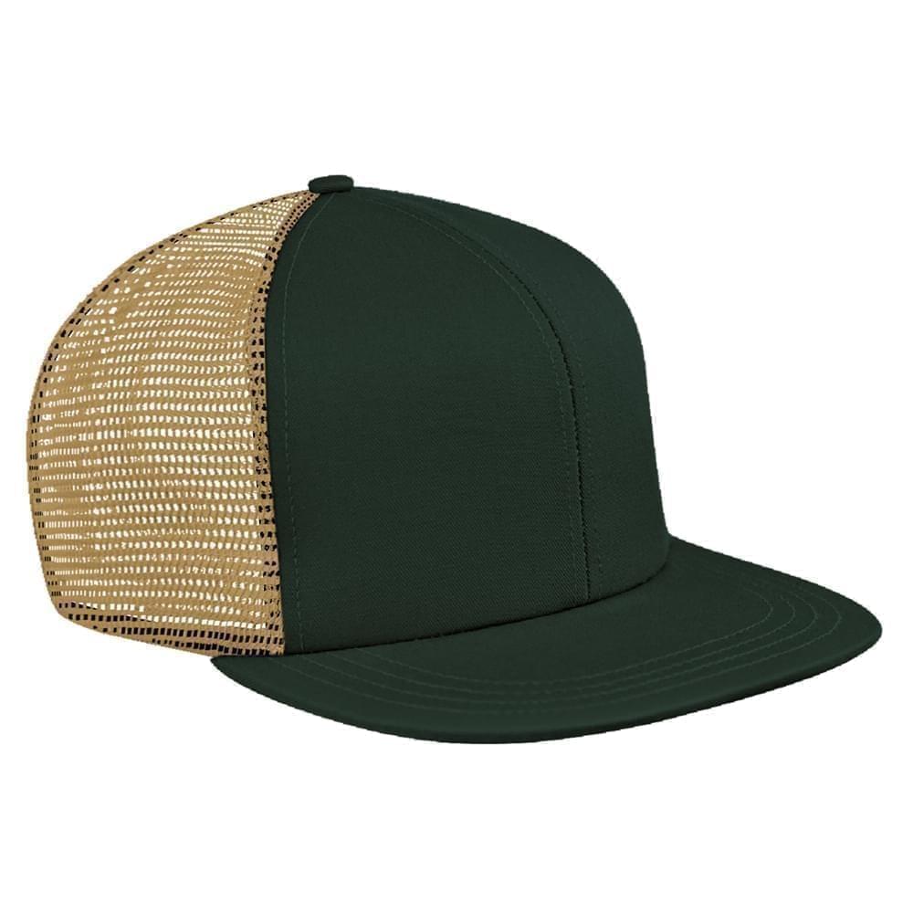 Hunter Green-Khaki Brushed Front Snapback Flat Brim