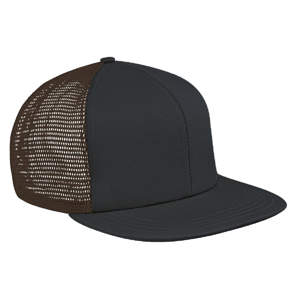 Dark Gray-Black Meshback Slide Buckle Flat Brim