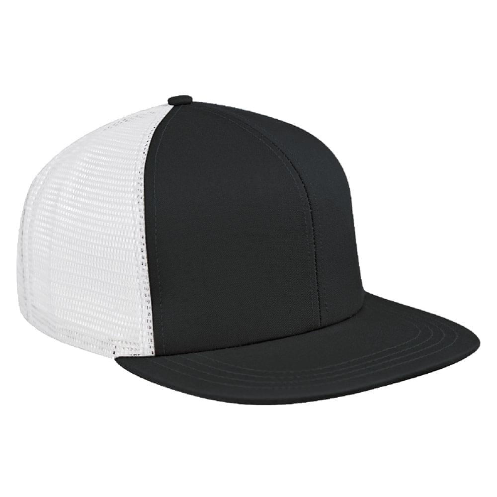 Dark Gray-White Meshback Slide Buckle Flat Brim