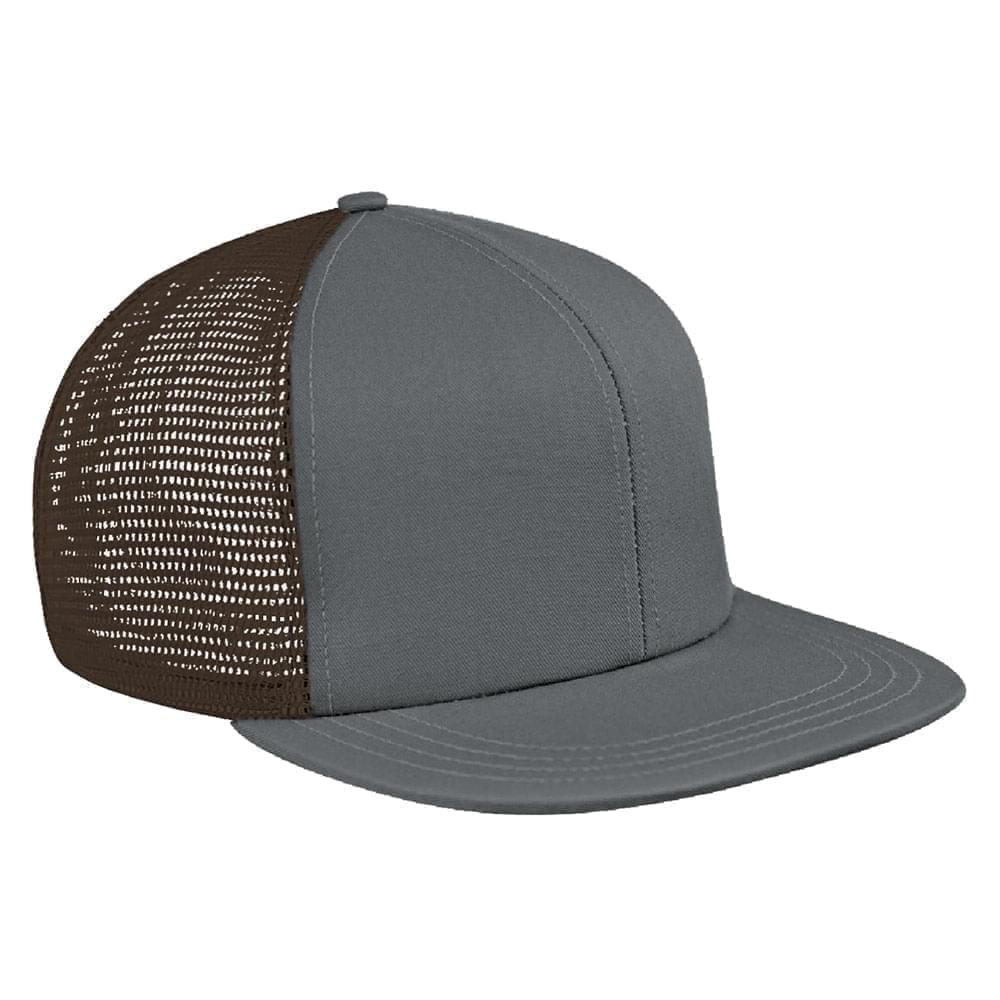 Light Gray-Black Brushed Front Snapback Flat Brim