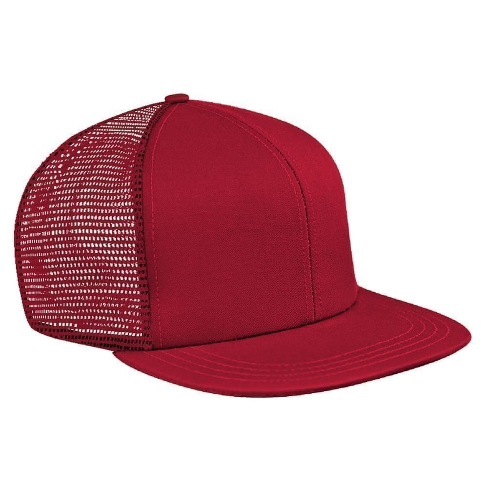 Red Meshback Snapback Flat Brim