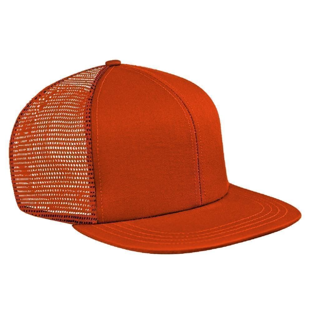 Orange Meshback Slide Buckle Flat Brim