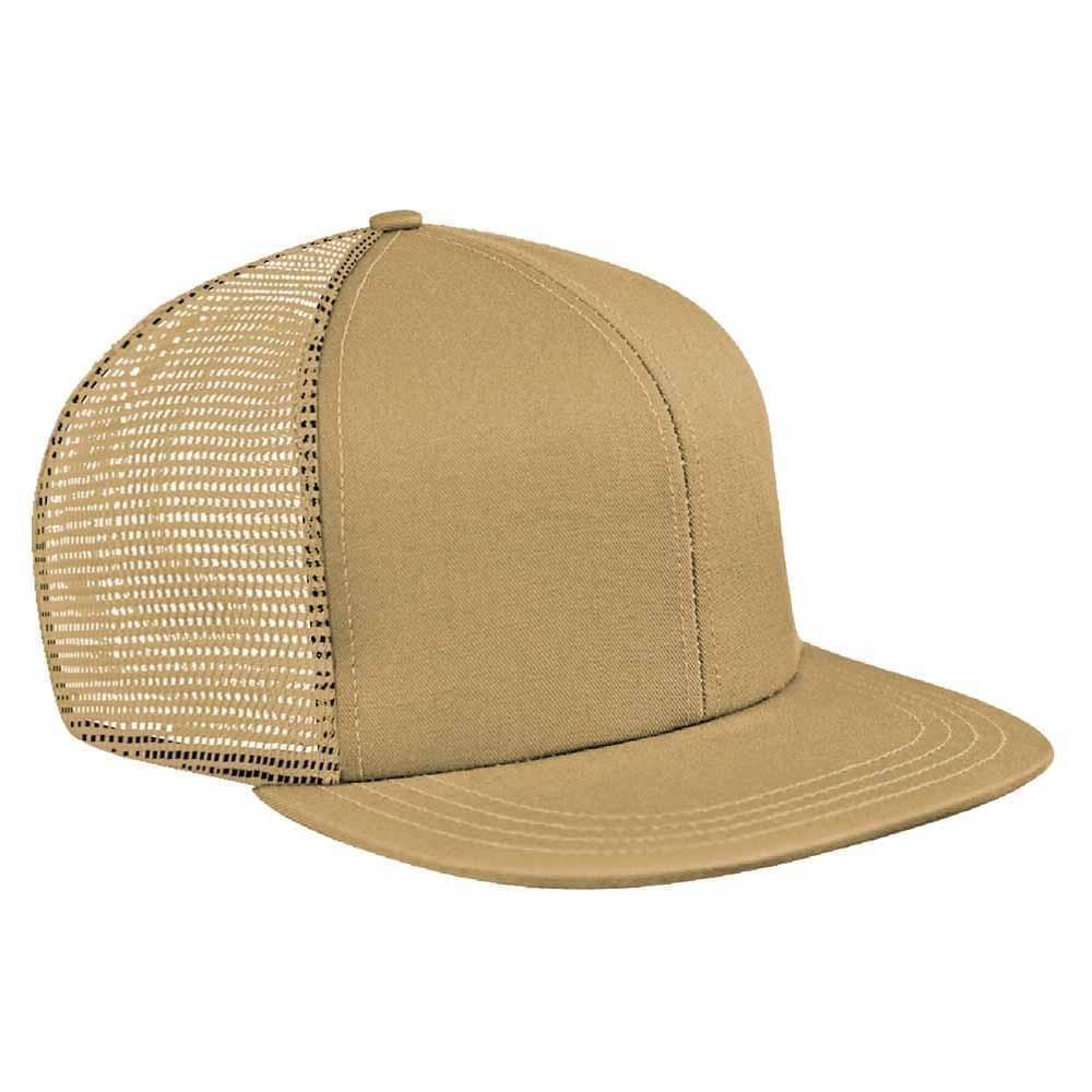 Khaki Meshback Snapback Flat Brim