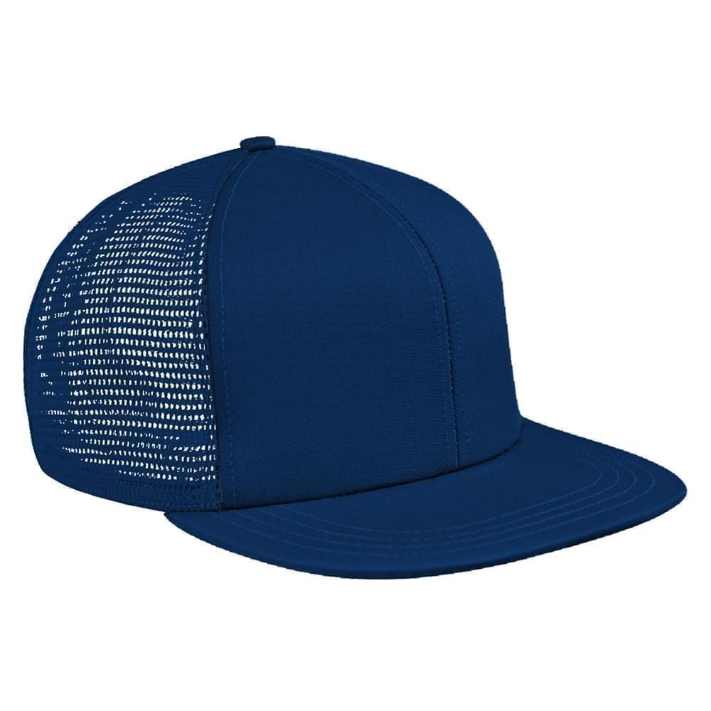 Navy Meshback Velcro Flat Brim