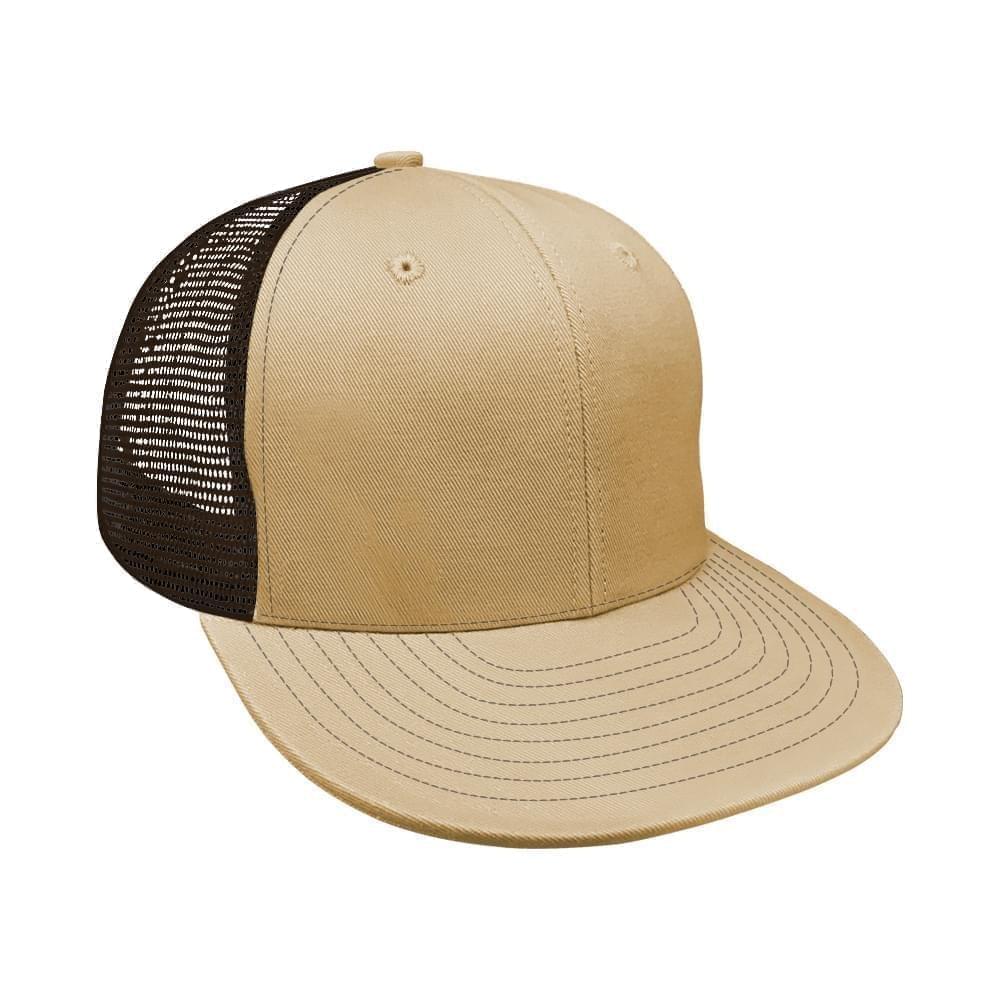Khaki-Black Eyelets Mesh Back Snapback Prostyle
