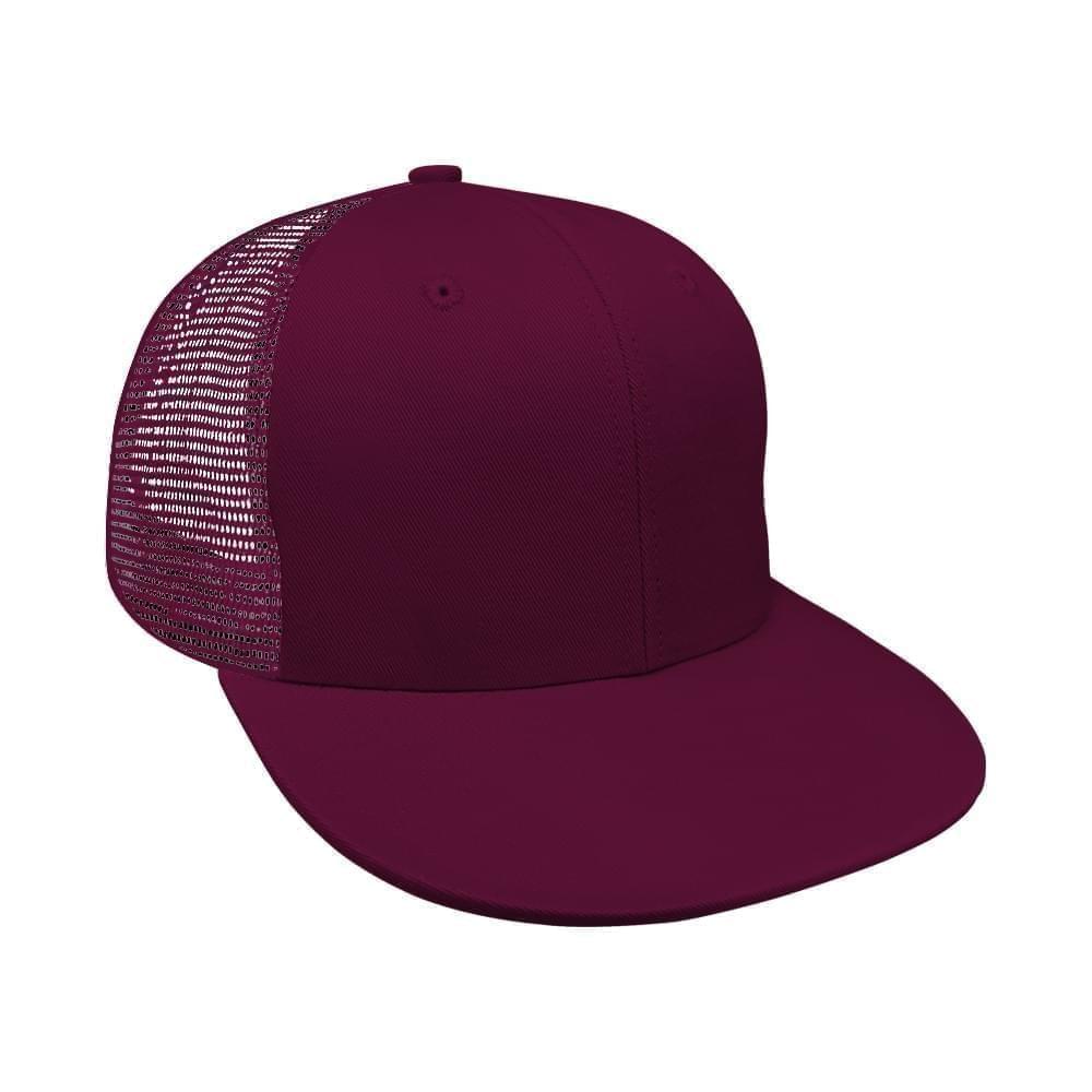 Burgundy-Burgundy Eyelets Mesh Back Snapback Prostyle