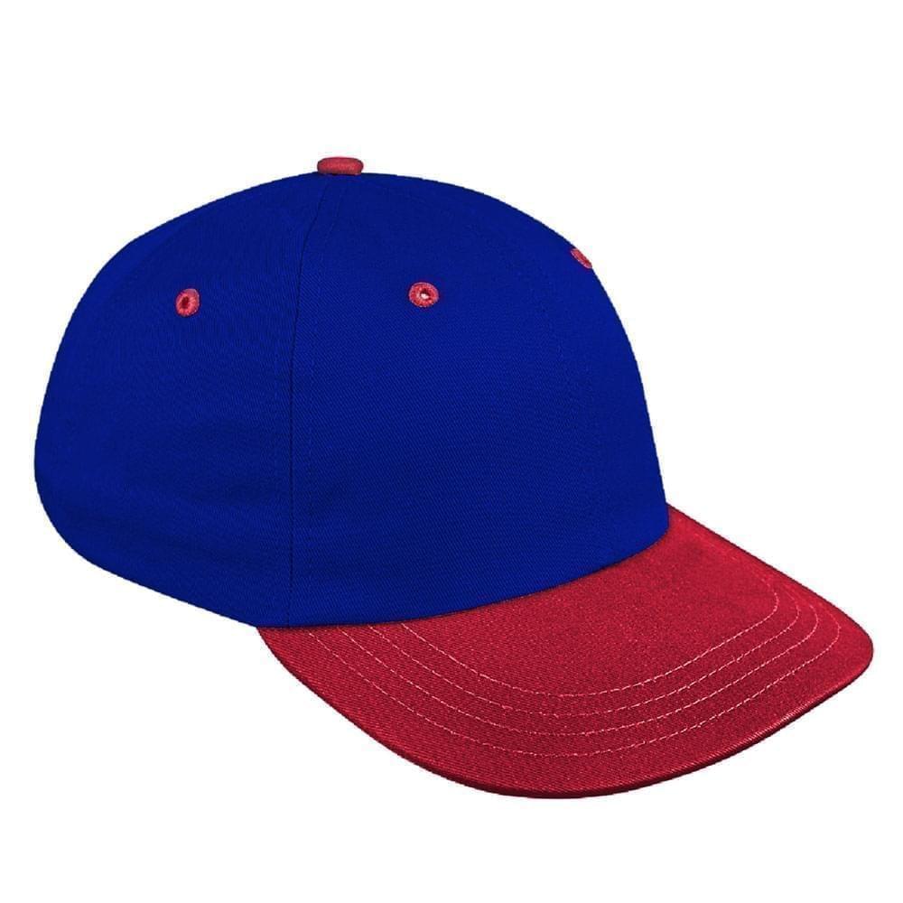 Royal Blue-Red Canvas Leather Dad Cap