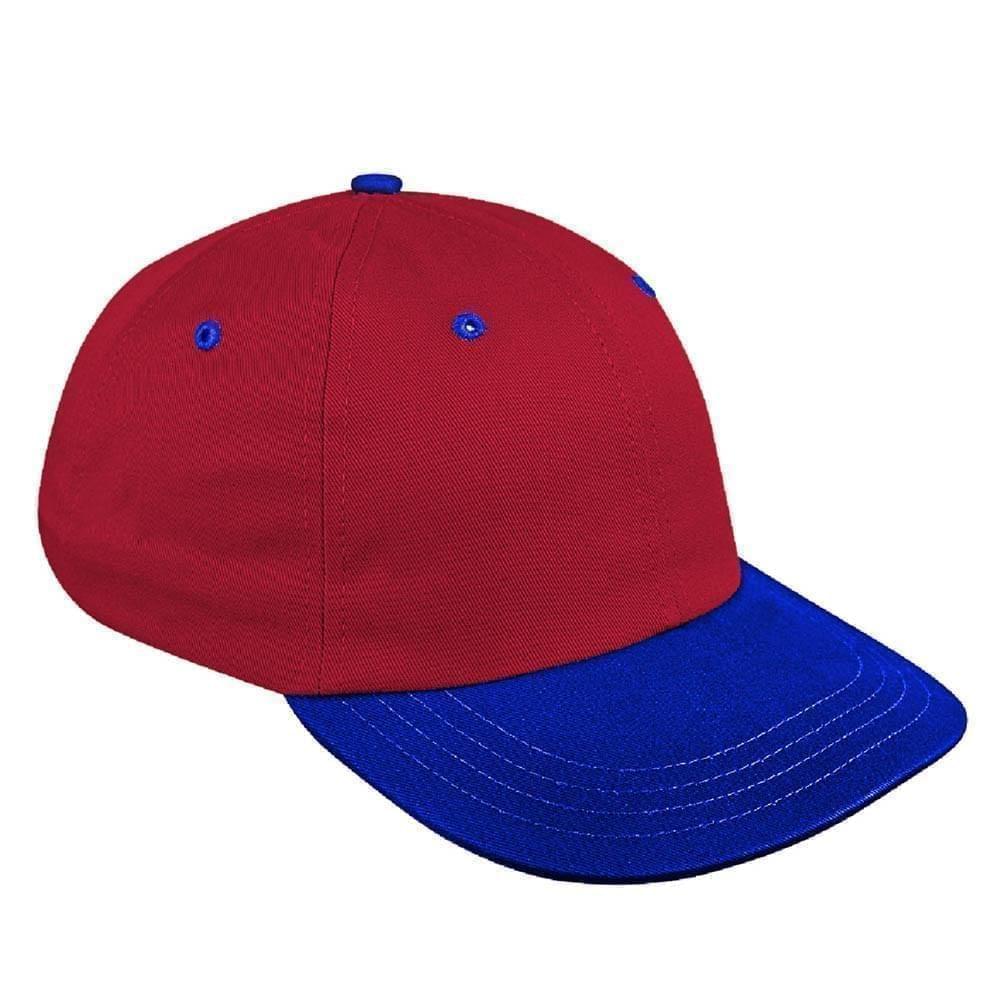 Red-Royal Blue Canvas Leather Dad Cap