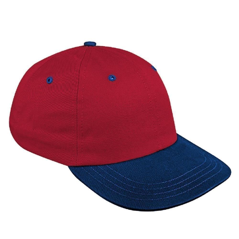Red-Navy Canvas Leather Dad Cap