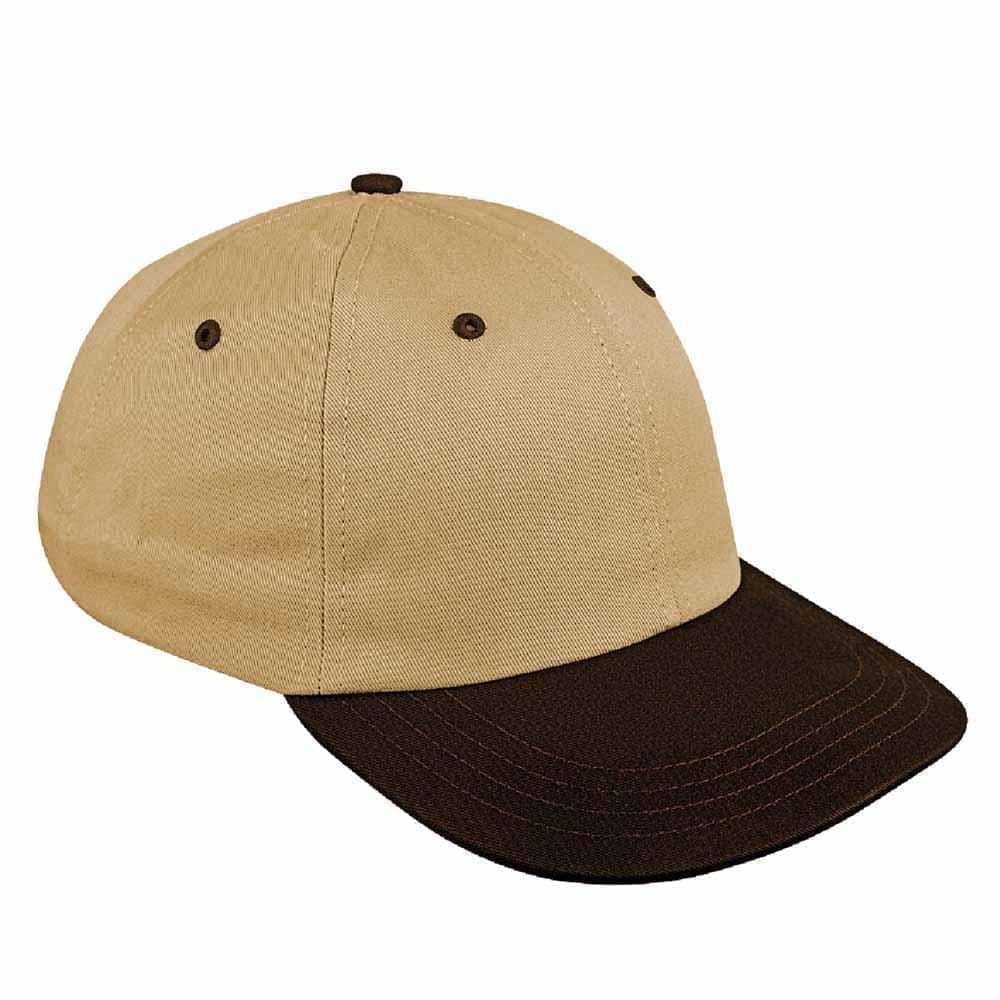 Khaki-Black Canvas Leather Dad Cap