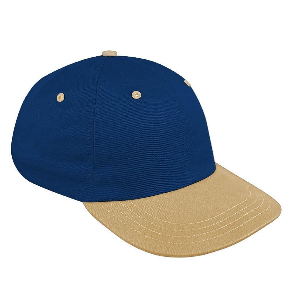 Navy-Khaki Canvas Leather Dad Cap