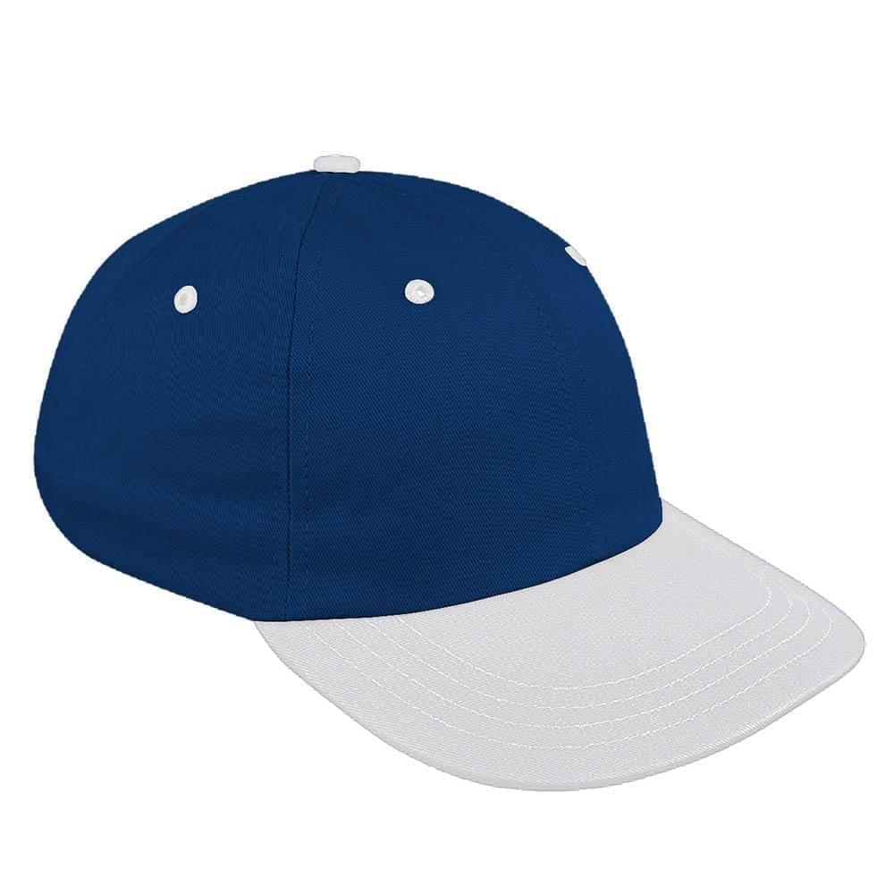 Navy-White Canvas Leather Dad Cap