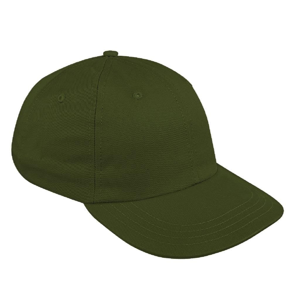 Olive Green Denim Leather Dad Cap