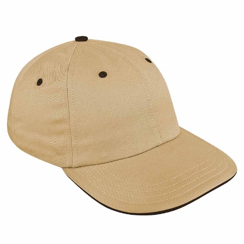 Khaki-Black Canvas Leather Dad Cap