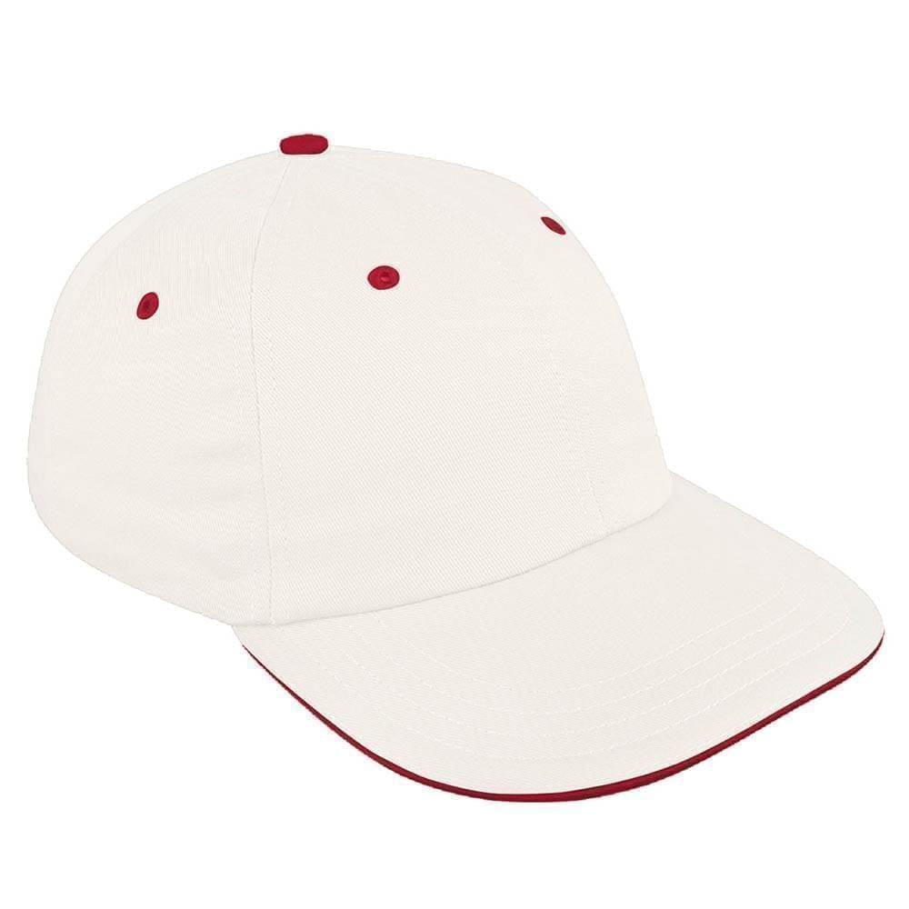 White-Red Canvas Snapback Dad Cap