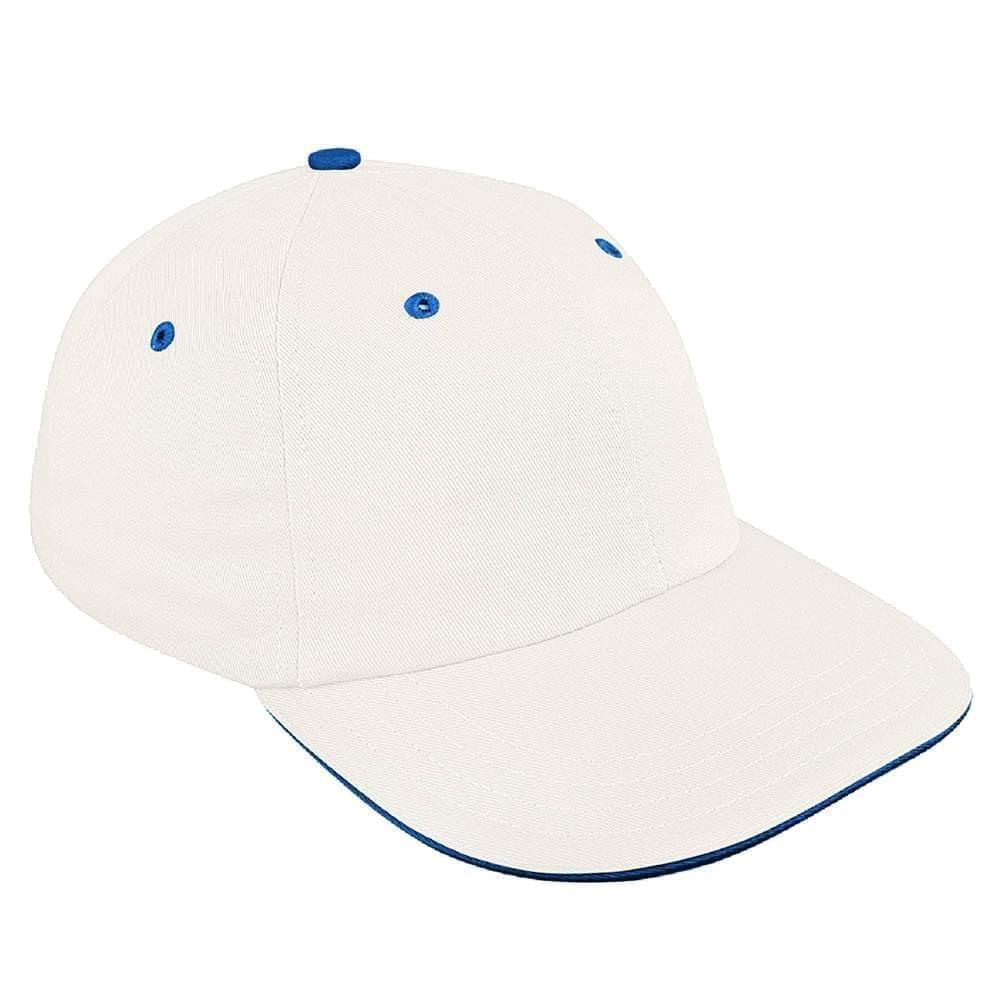 White-Navy Canvas Leather Dad Cap