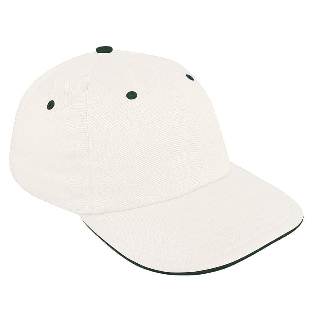 White-Hunter Green Canvas Leather Dad Cap